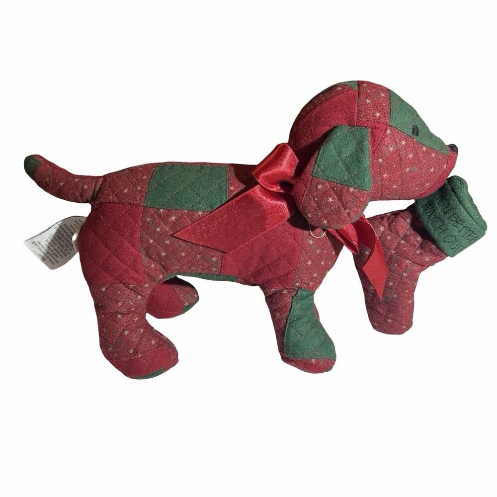 Boyd's Home Quilted Stuffed Dog with Stocking "You Better Watch Out" 2003